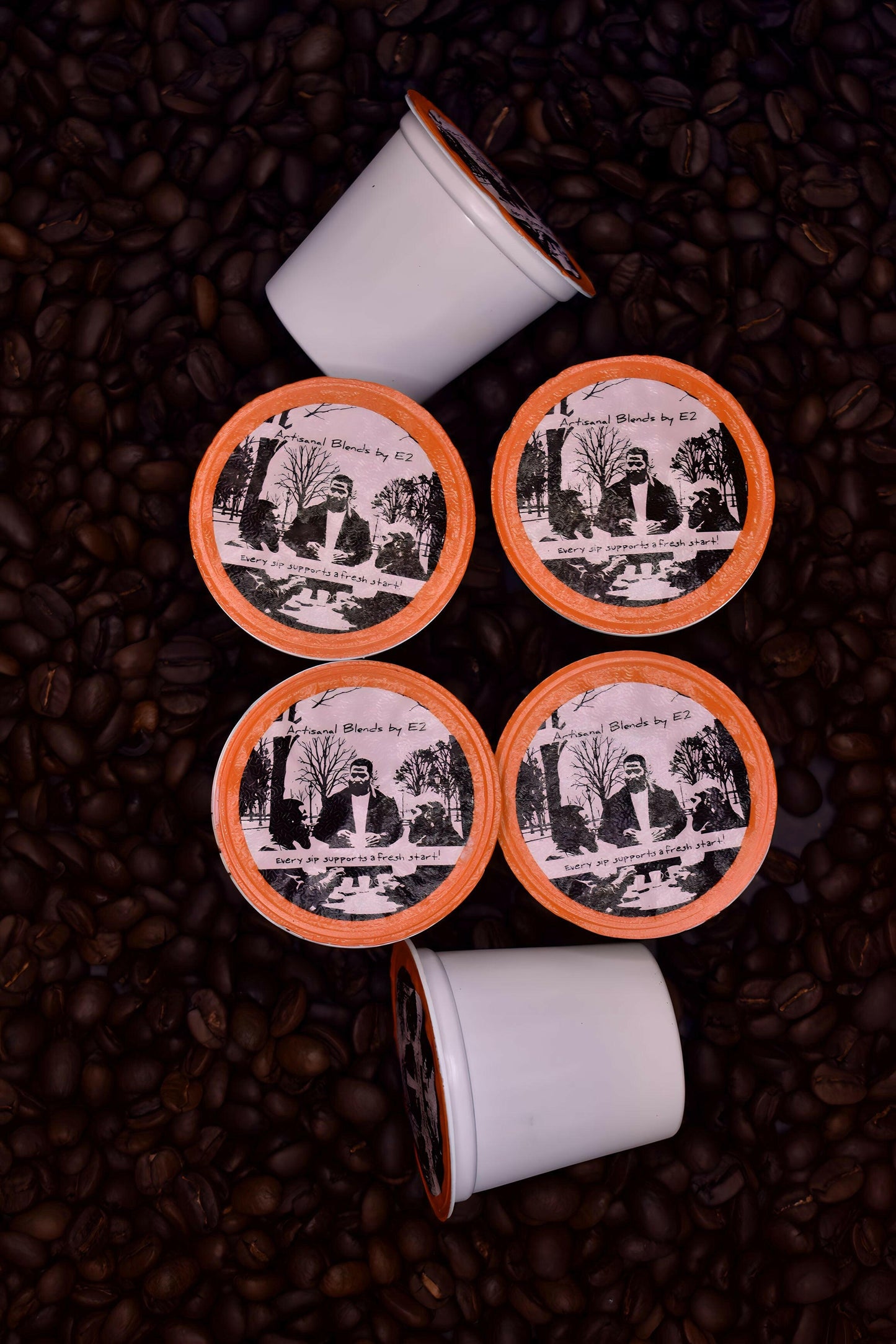 Artisanal coffee beans in eco-friendly packaging