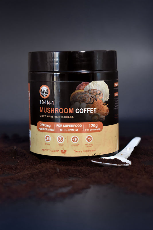 10 in 1 Mushroom Extract, Instant Mushroom & Arabica Coffee Powder Blend, 120g